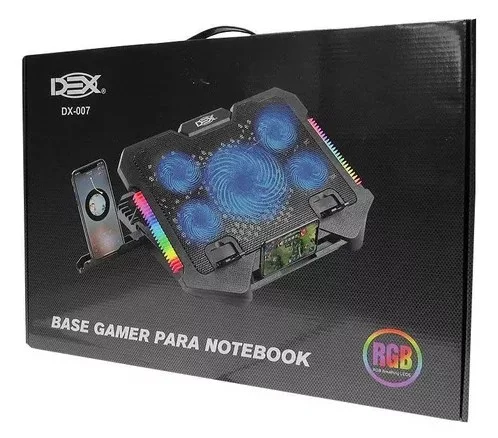 Notebase Com Cooler Dex Dx-007 Rgb e Porta de Celular - Cod: 4501